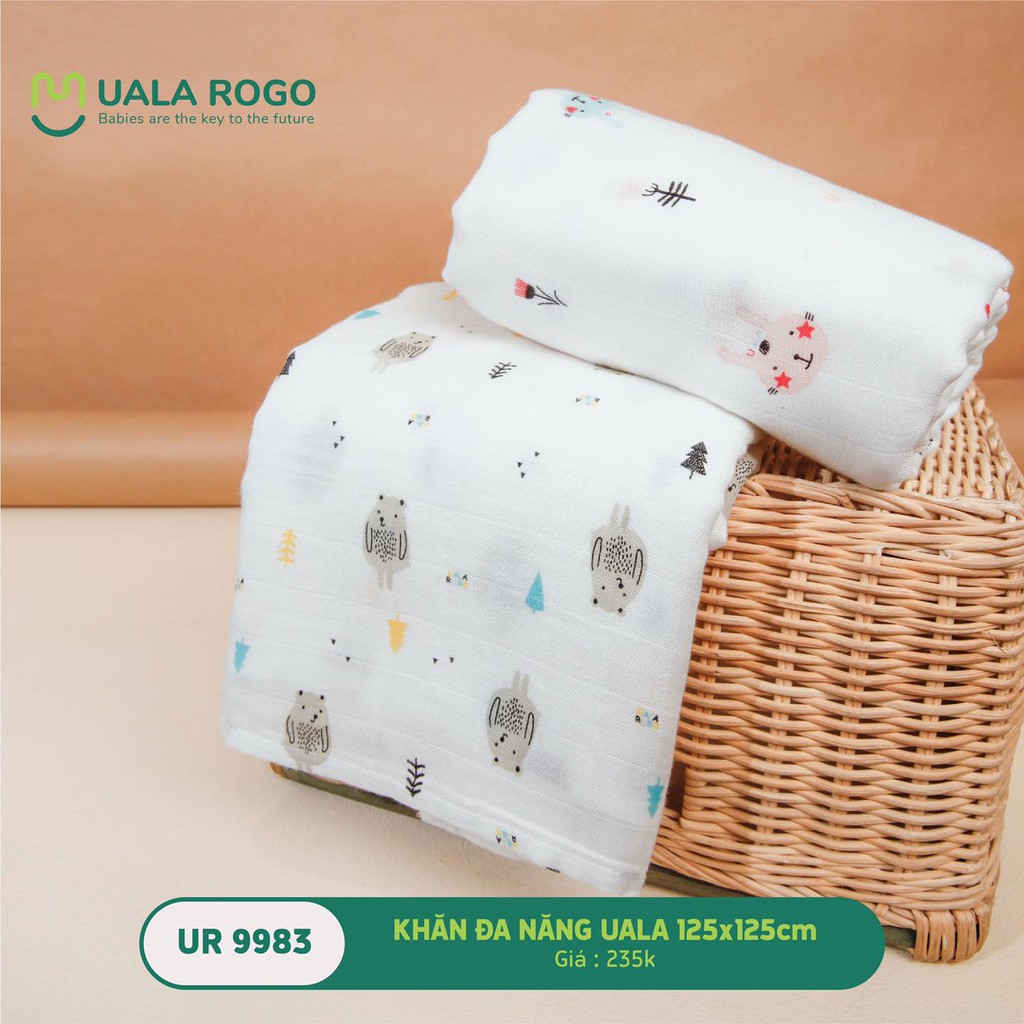 Khăn sữa khăn đa năng Uala Rogo sợi tre (set 6 khăn sữa Uala Rogo sợi tre) [ babyboo]