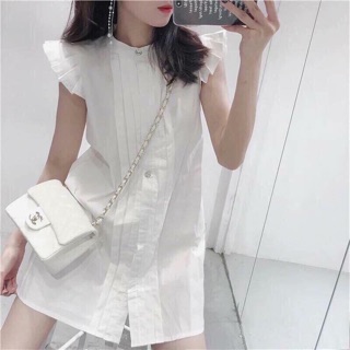 Đầm trắng xếp ly