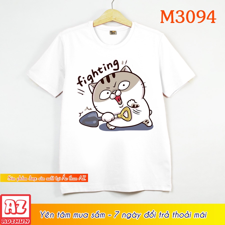 Áo thun nam nữ in hình mèo ami bụng bự