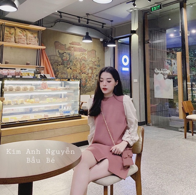 VÁY SUÔNG UMI HỒNG PHỐI TAY BỒNG | BigBuy360 - bigbuy360.vn