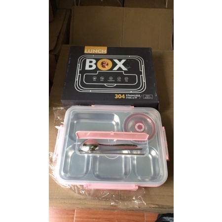 Khay cơm inox 5 ngăn sâu lòng có nắp giữ nhiệt