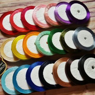 Set 21 cuộn ruy băng lụa trơn 1cm mix màu