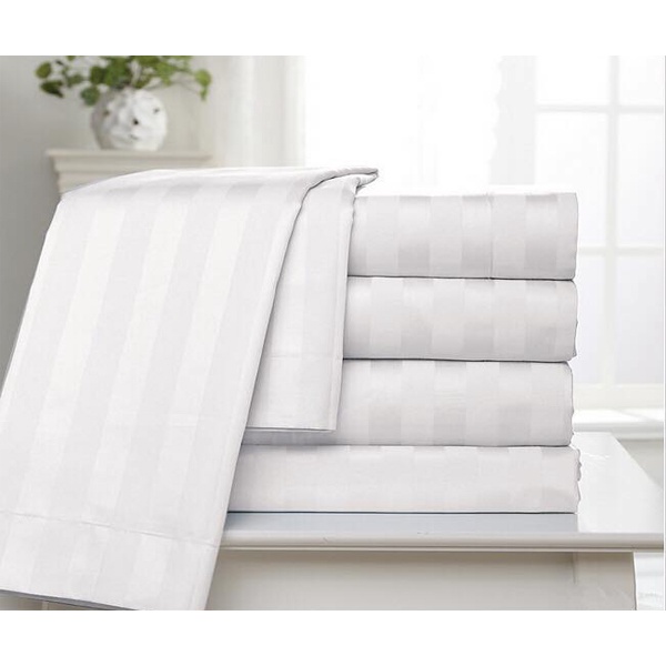 Vỏ Gối Nằm Khách Sạn Cao Cấp VUA GỐI Deluxe Pillowcase 100% Cotton Trắng Sọc CVC T300 3cm May Dạng Túi Sang Trọng