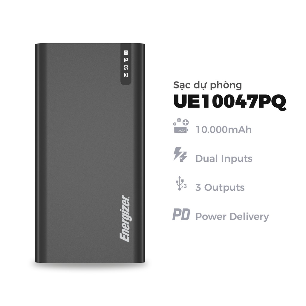 Combo sạc  dự phòng Energizer 10,000mAh UE10047PQ + đế sạc không dây 15W kèm cáp USB-C WCP115 - Hàng chính hãng