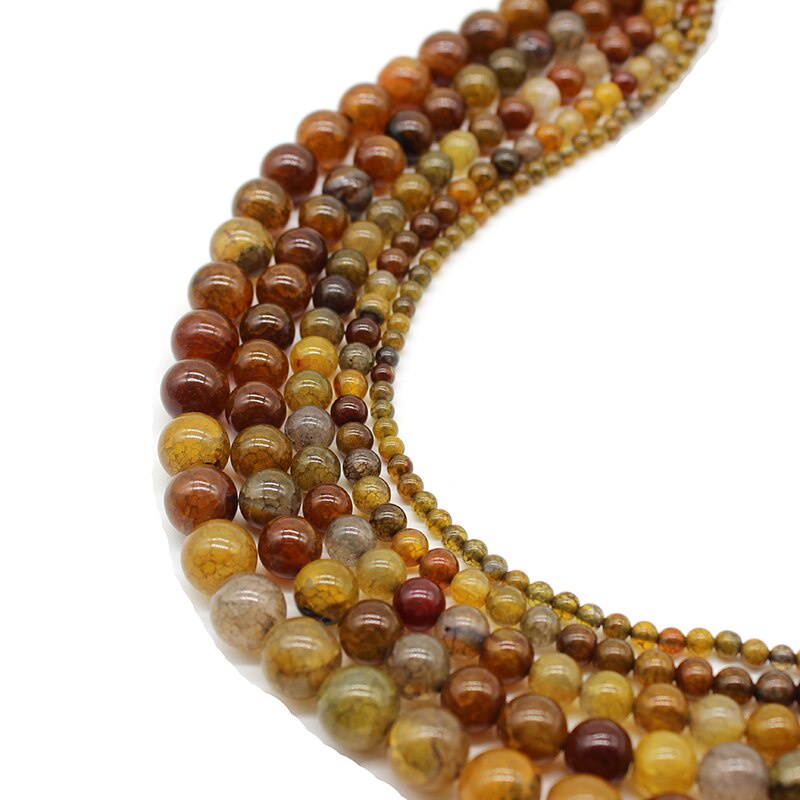 Chuỗi Hạt Đá Mã Não Tự Nhiên Hình Rồng Vàng 4-12Mm Dùng Làm Trang Sức diy