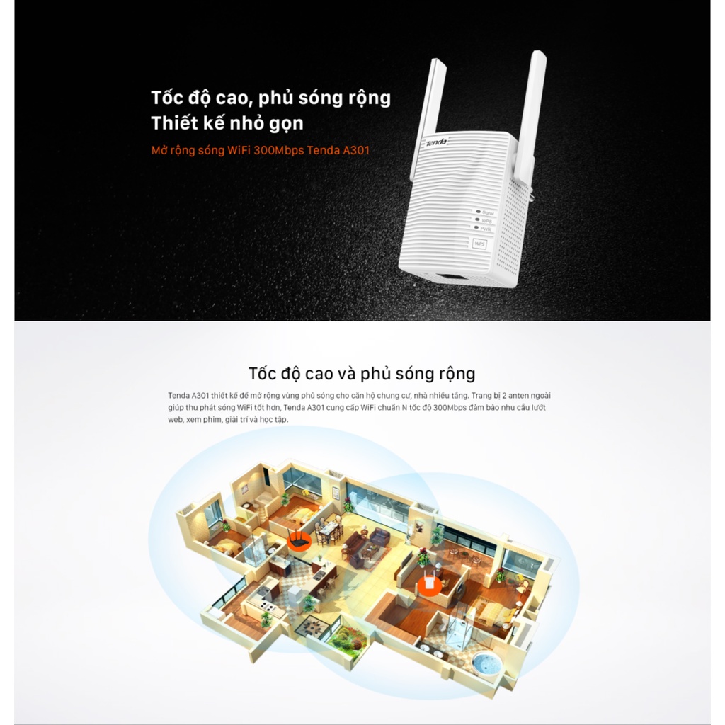 [CHÍNH HÃNG] Tenda A301 Bộ Kích Sóng Repeater Có Cổng Mạng Thêm Chức Năng Accespoint | BigBuy360 - bigbuy360.vn