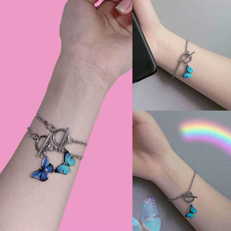 Vòng Tay Mặt Hình Bướm Bằng Hợp Kim Tráng Men Phong Cách Harajuku Dân Tộc Cá Tính Dành Cho Bạn Nữ