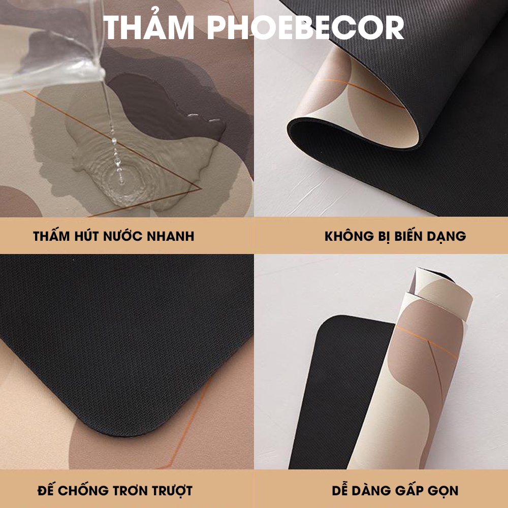 Thảm lau chân phòng tắm  sang trọng, đế cao su chống trơn trượt thấm hút cực tốt - PB115