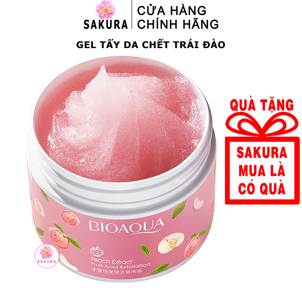 Kem tẩy tế bào chết BIOAQUA chiết xuất đào tươi dưỡng ẩm làm sạch thu nhỏ lỗ chân lông SAKURA 140g