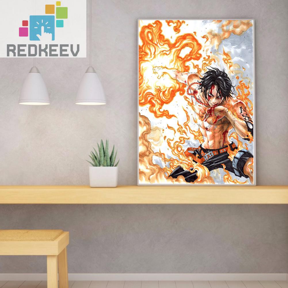 Bộ tranh đính đá tự làm hình Nhật Bản Ace One Piece