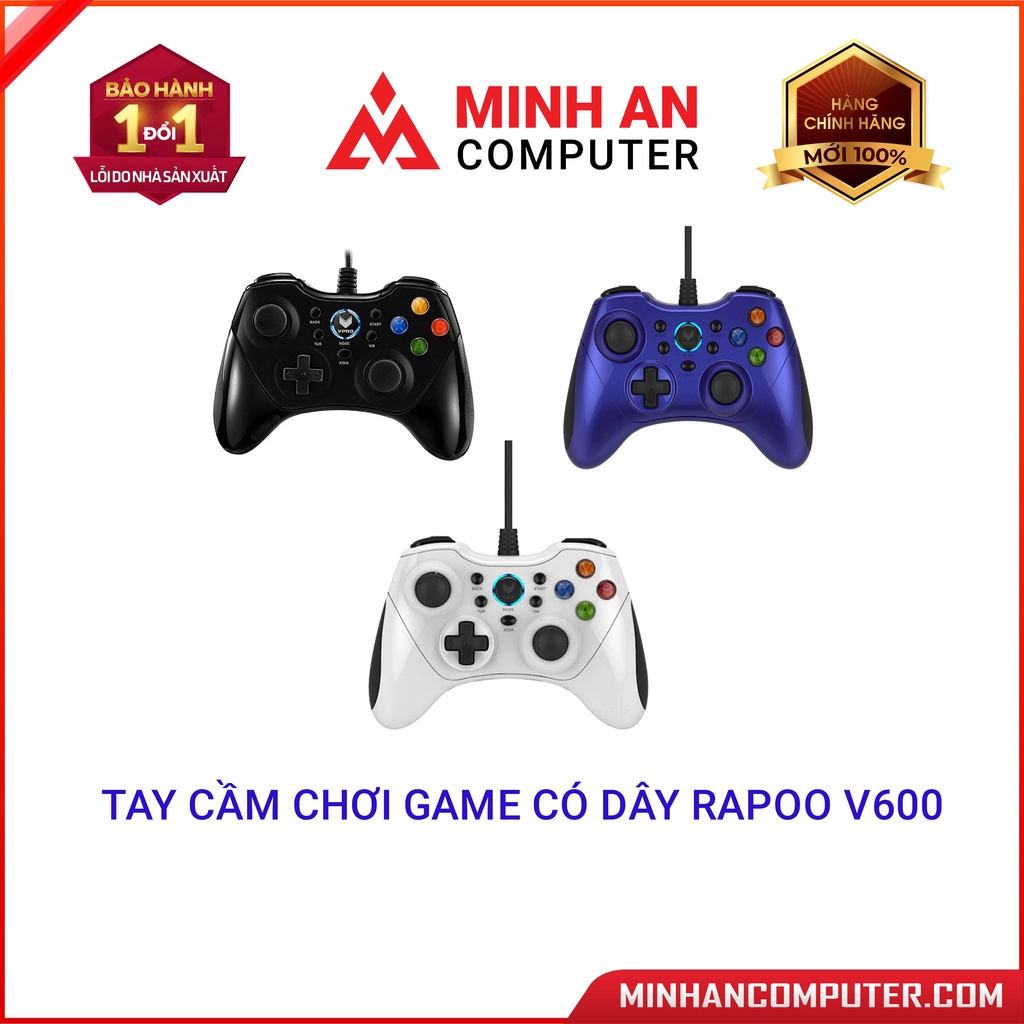 Tay cầm chơi game có dây Rapoo V600 tương thích hệ điều hành Windows 7/8/8.1/10- Hàng chính hãng