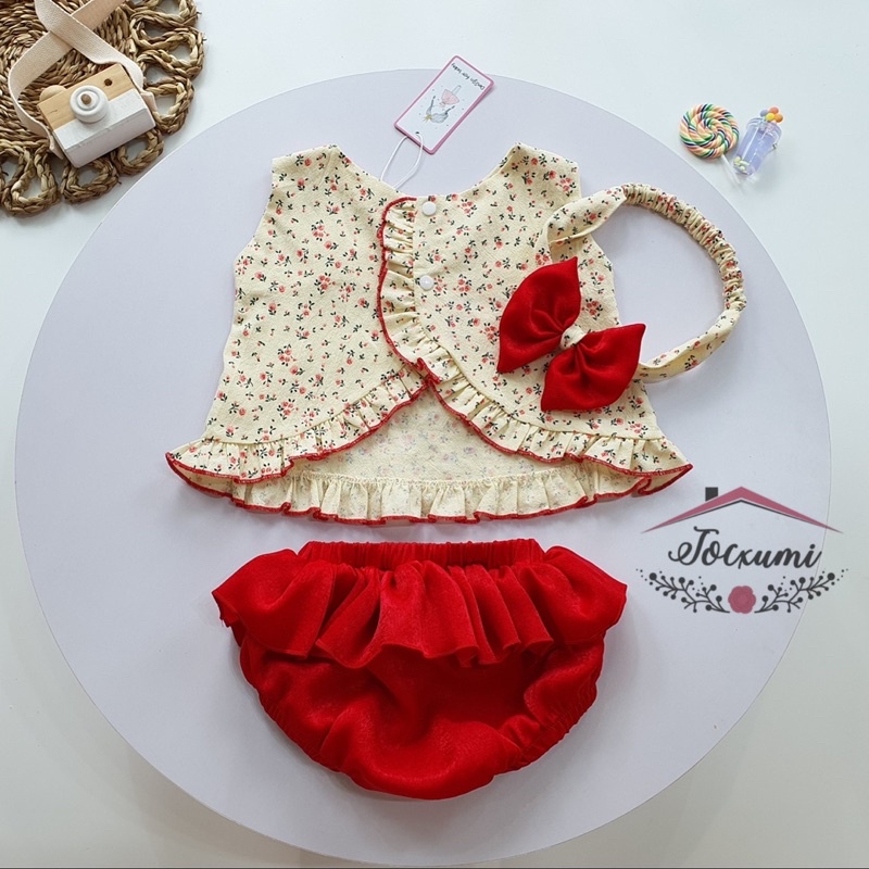Bộ Chip bèo xinh yêu hoa Baby vạt chéo lưng - Tocxumi