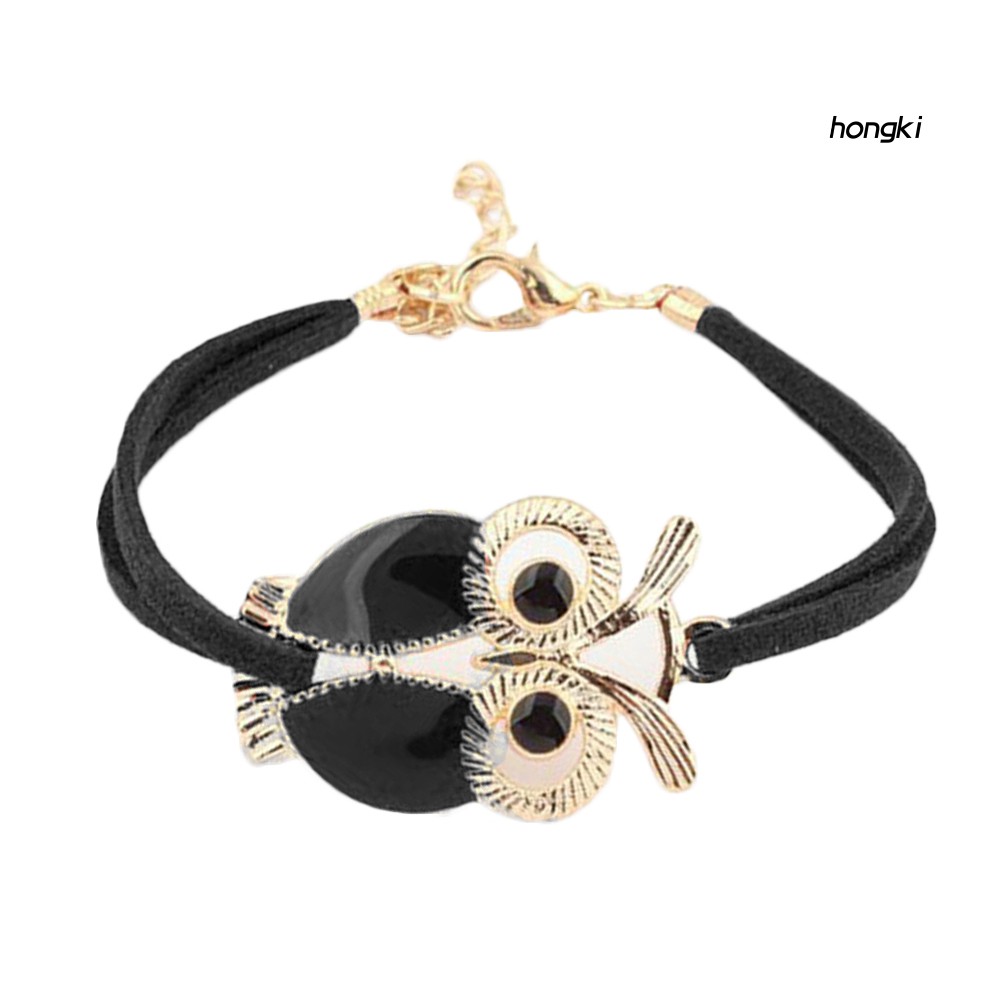 Vòng Tay Giả Da Mặt Hình Chim Cú Thời Trang Dành Cho Nữ