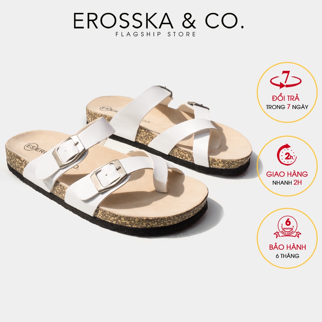 Erosska - Dép đế trấu Erosska quai bản ngang xỏ ngón thời trang màu trắng - DT008