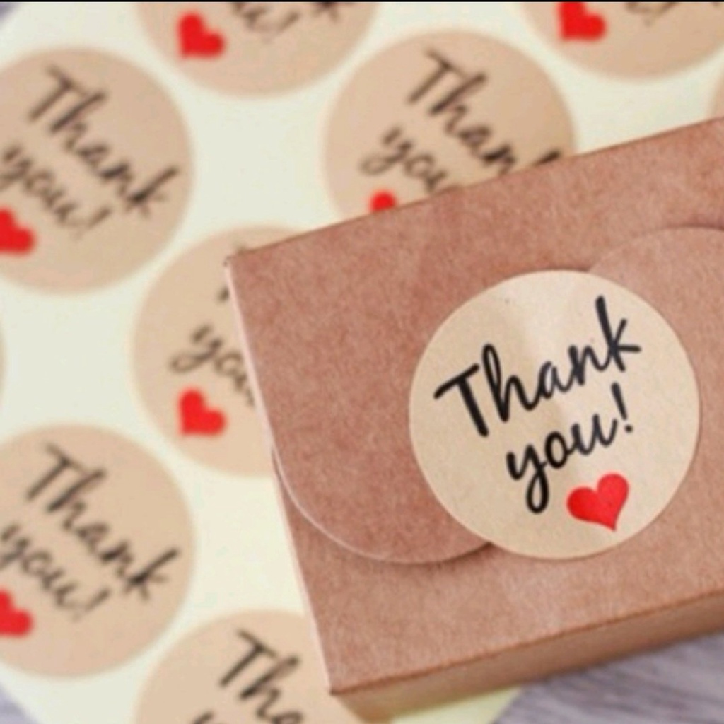 SỈ 2.5K bìa 12 miếng tem dán decal sticker kraft THANK YOU.