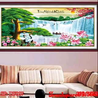 Tranh đính đá phong cảnh tùng nghênh khách kt 150*75cm