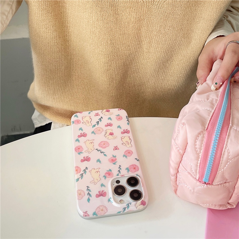 Ốp lưng chống sốc điện thoại màu hồng cho iphone 14 pro max 13 pro Khung TPU chống vỡ iphone 12 pro 11 xs max xr x / xs Ốp lưng điện thoại in hình thỏ dễ thương