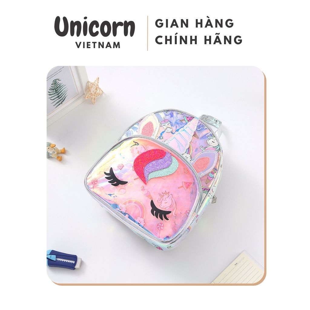 Balo túi nữ đi học cho bé gái giá rẻ da bóng kỳ lân Unicorn Vietnam