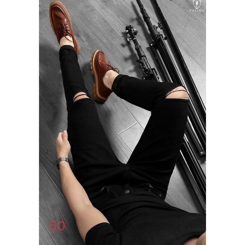 quần jean nam cao cấp MẪU MỚI 2021 M50 rách gối màu đen siêu hot Chất Vải Jean Dày Dặn co giãn hàng hiệuM11