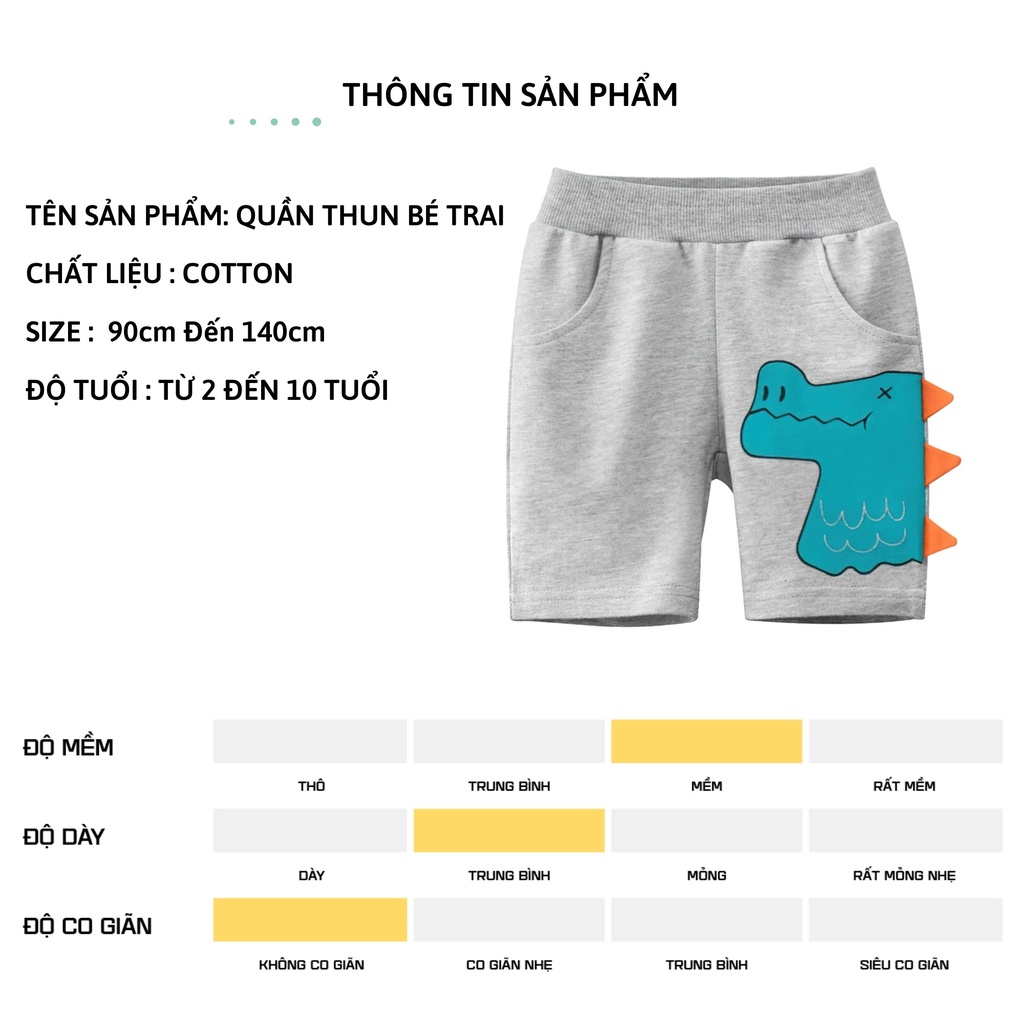 Quần short bé trai 27Kids Quần đùi khủng long nam 100% Cotton cho trẻ từ 2-10 tuổi BSPS5