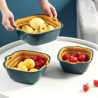 Bộ 6 Món Rổ Kèm Chậu Cao Cấp Đa Năng, Ráo Nước, Rỏ Đựng Đồ 2 Trong 1 Tiện Lợi