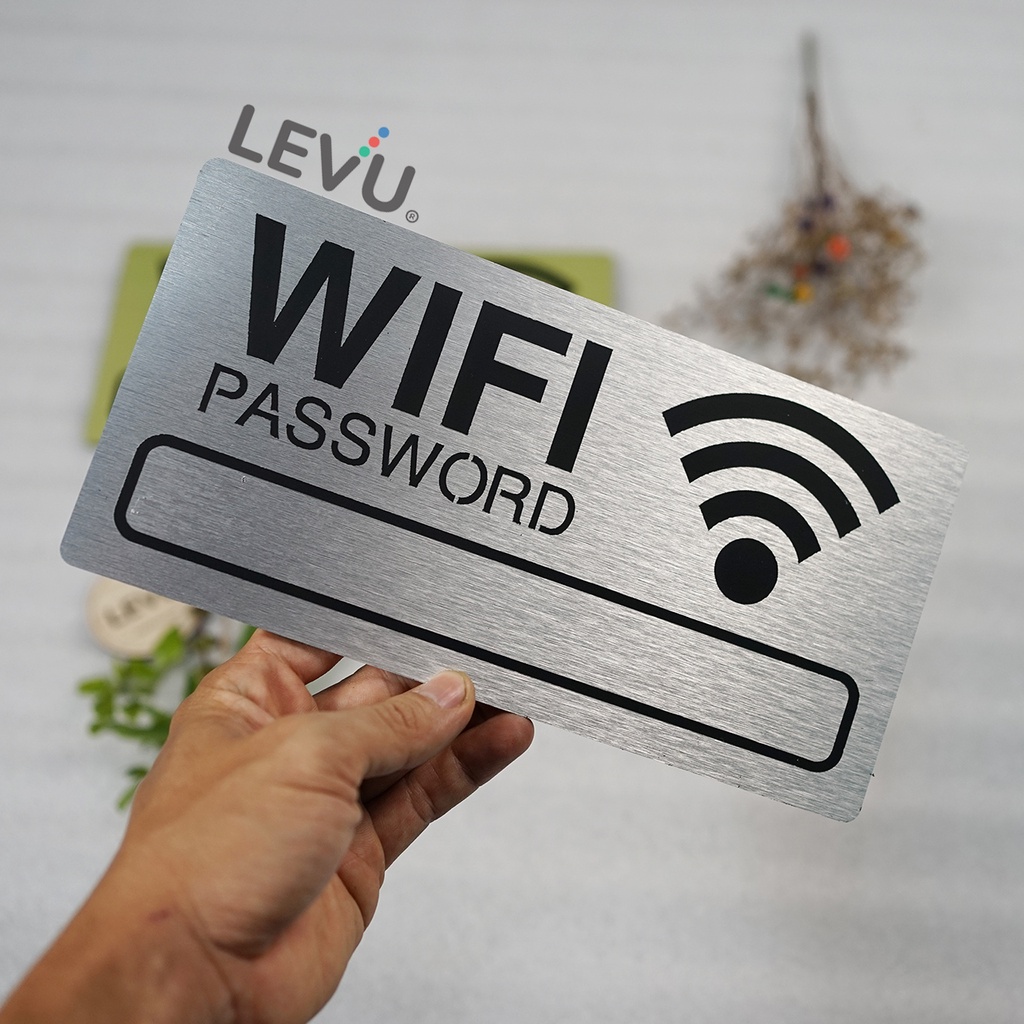Bảng aluminium nhôm xước ghi thông tin wifi trang trí quán LEVU-ALU02