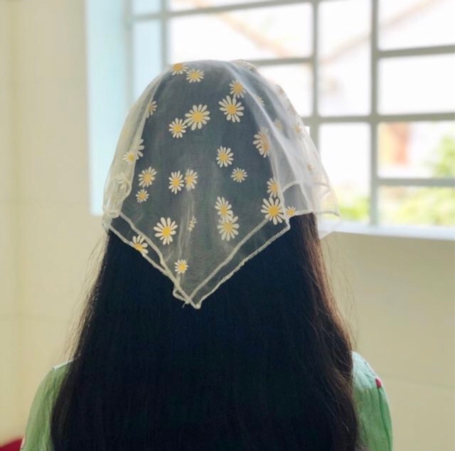 Khăn Badanna lưới in hoa cúc cực xinh ( hình thật)