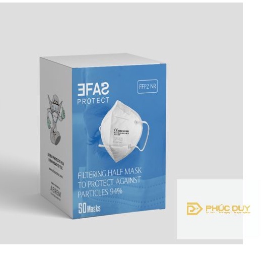 Hộp 50 Cái Khẩu trang EFAS KN95 SA1500 ngăn vi khuẩn 99%, ngăn bụi mịn PM2.5 95%