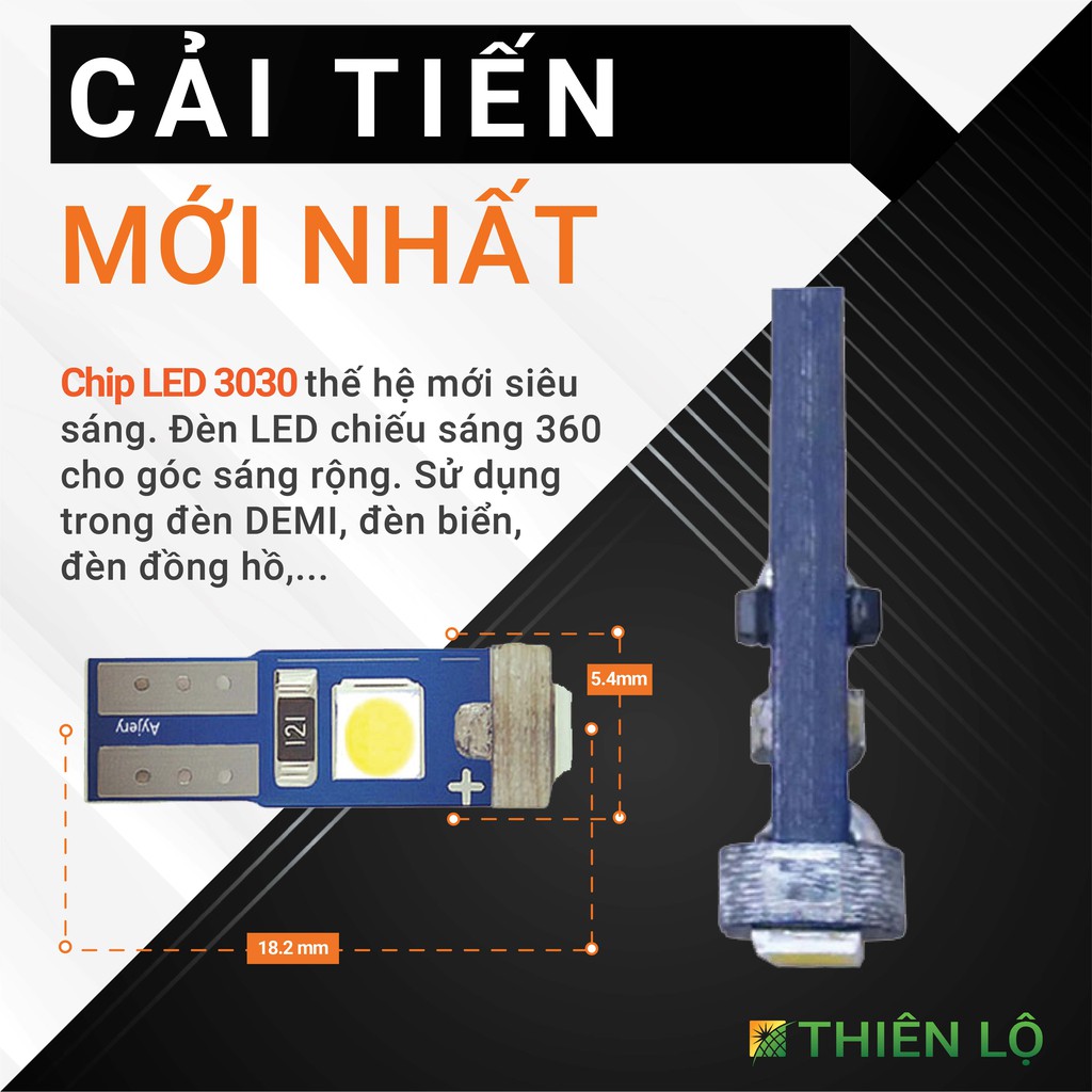 [CHIP THẾ HỆ MỚI]Bóng đèn LED T5 đèn đồng hồ đèn demi đèn cốp 3 SMD Chip 3030 cực sáng của Thiên Lộ