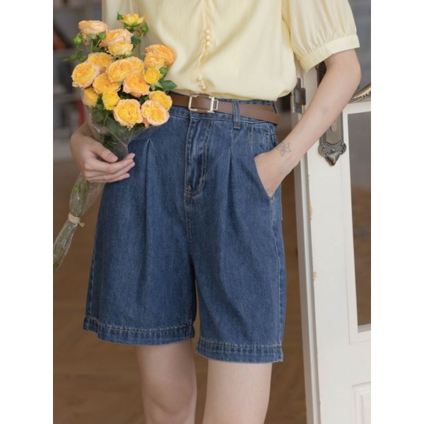 ÁO SƠ MI VÀNG MƠ VINTAGE MIX QUẦN SHORT JEAN NGỐ