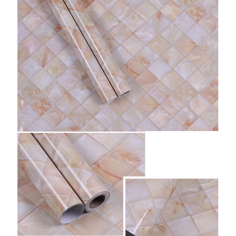 Giấy dán bếp decal giả vân đá 3D chịu nhiệt chống nước chống dầu mỡ dễ dàng lau chùi (1.2x0.5m dài)