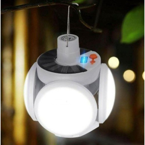 Đèn Tích Điện 5 Bóng 4 Cánh 2 Chế Độ Sạc Pin Và Năng Lượng Mặt Trời Siêu Sáng
