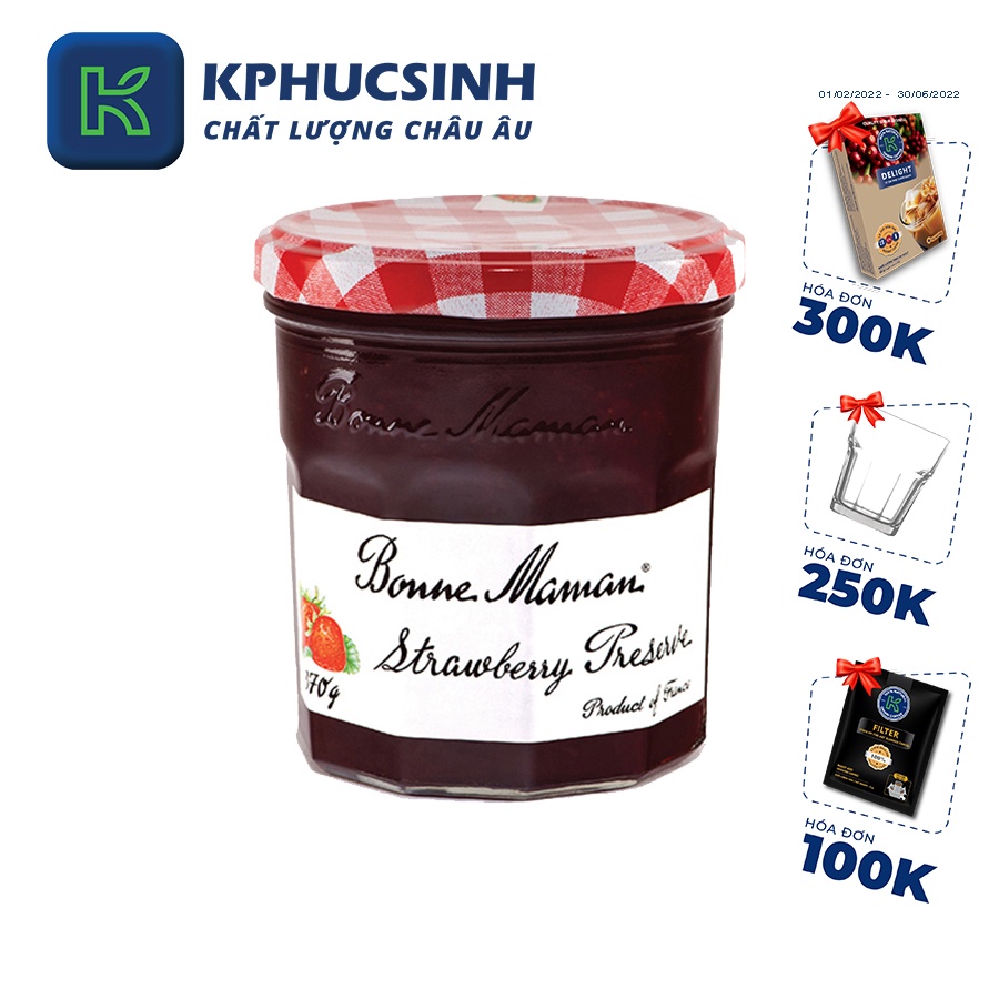 Mứt quả dâu hiệu Bonne Maman 370g KPHUCSINH - Hàng Chính Hãng