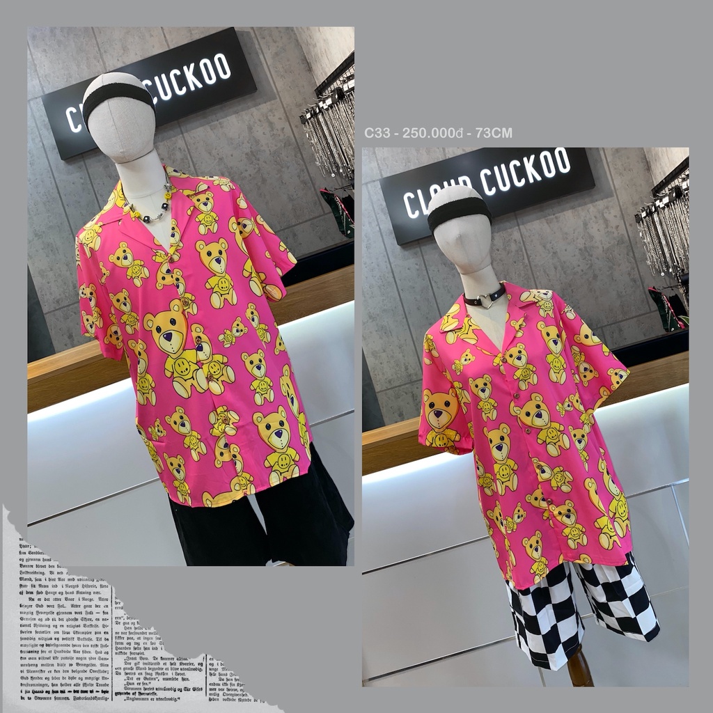 Áo Sơ Mi Cổ Vest Hình Chú Gấu - Mã Số: C33