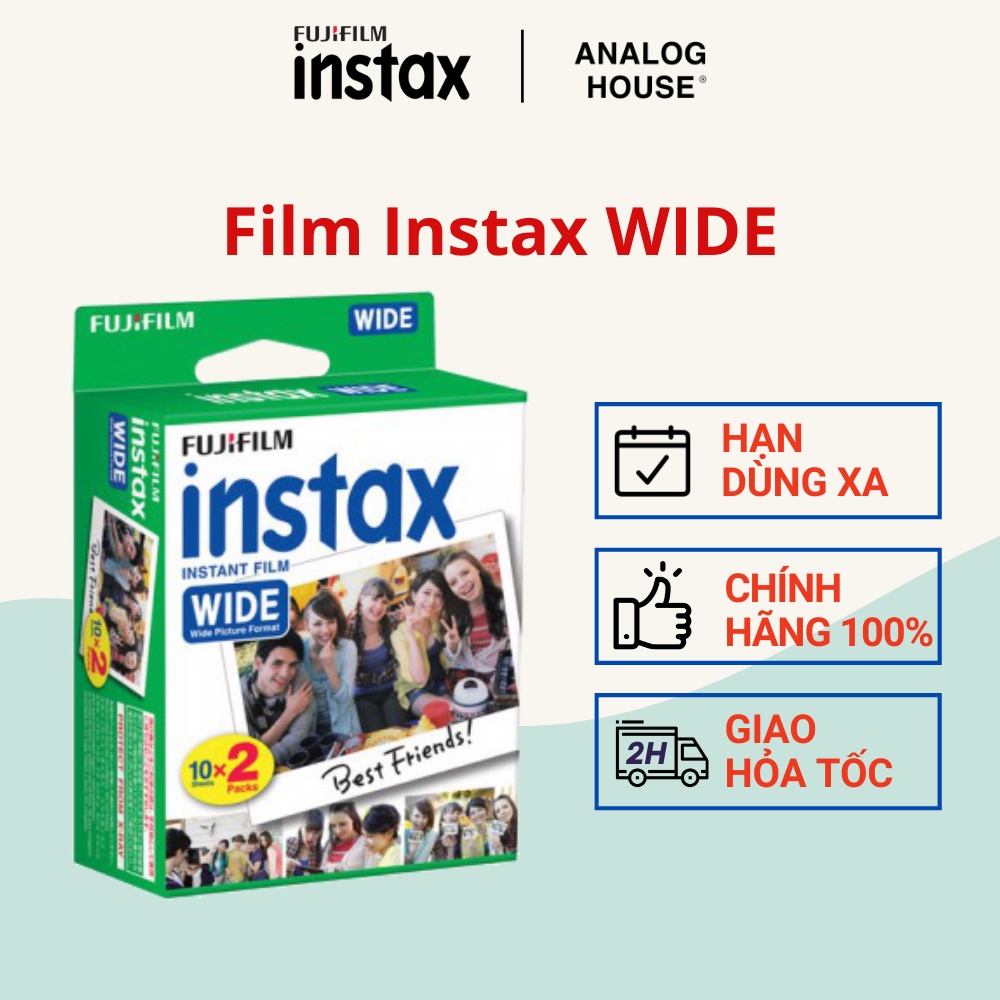 FUJIFILM INSTAX WIDE - Giấy in ảnh cho máy chụp lấy liền Instax Wide - Viền trắng - Hàng chính hãng - Date 2024