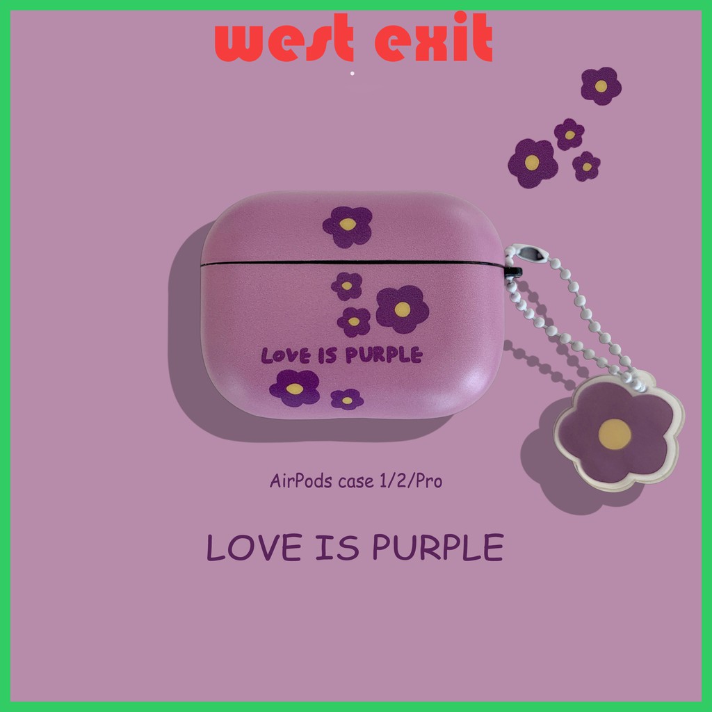 Vỏ IMD Bảo Vệ Hộp Sạc Tai Nghe Bluetooth Airpods Kết Nối iPhone Màu Tím Họa Tiết Hoa Xinh Xắn