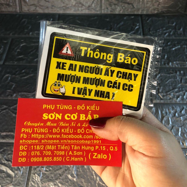 tem dán xe máy cảnh báo mượn xe