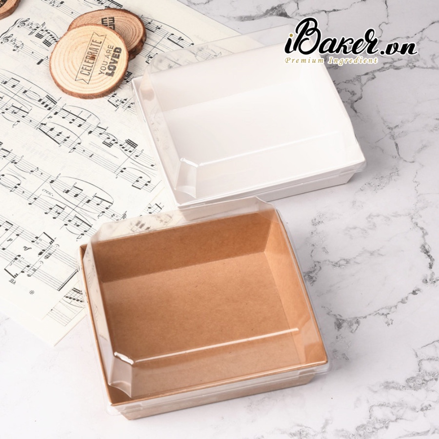 Hộp giấy kraft vuông E1413 - Hộp giấy nắp trong đựng bánh tiramisu/ bánh bông lan/ bánh su kem