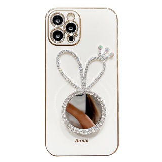 Dành Cho Apple iPhone 17 16 16e 15 14 13 12 11 Pro Max iPhone X XR XS Max 7 8 6 6s 14 15 Plus mini SE Bling Kim Cương Gương Chân Đế Giá Đỡ Mềm Ốp lưng Full Cover