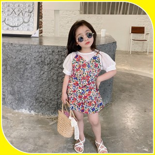 S002 - Set áo váy hoa cho bé size 90-140, váy bé gái hàn quốc