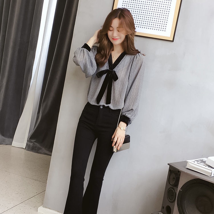 Áo sơ mi chiffon tay dài dáng rộng thời trang phương Tây cho phụ nữ trung niên