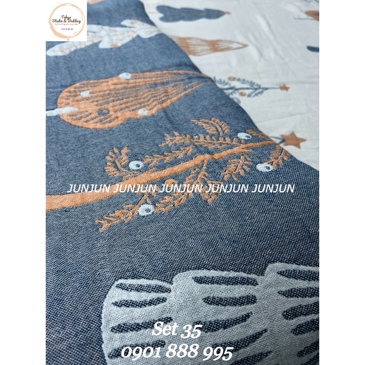 N17_SET Chăn Ga Gối vải Xô Organic cotton dòng Basic