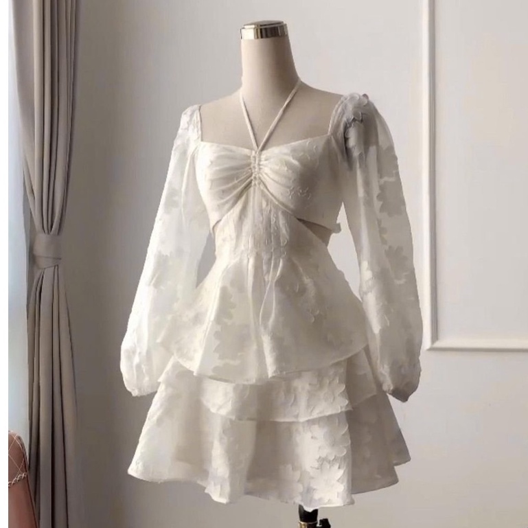 Đầm dạo phố, đầm đi chơi tay dài xếp tầng cột dây xinh xắn - Chery Dress