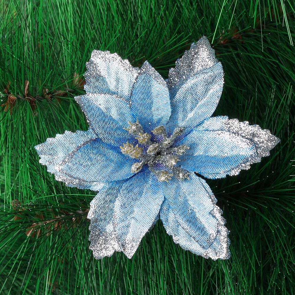 Hoa nhân tạo bằng nhựa nhiều màu sắc nổi bật trang trí cây thông giáng sinh năm mới