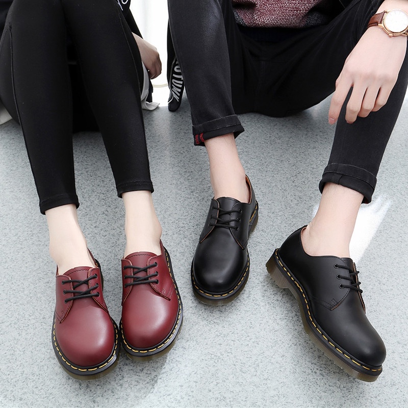Giày boot Martin cổ thấp phong cách retro thời trang cho nam nữ