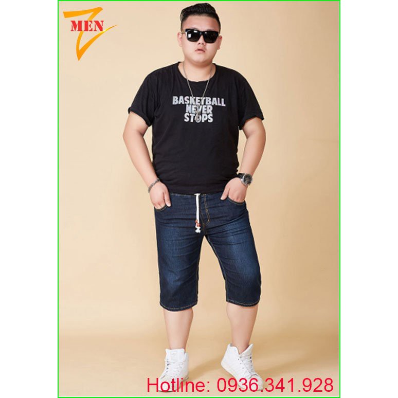 Quần Short Jean nam bigsize cho người mập người béo, chất liệu demi co giãn, bụng thun thoải mái