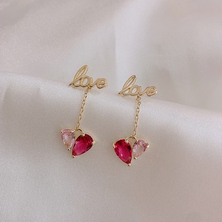 BÔNG TAI PHA LÊ ĐỎ HÌNH TIM - MELY 1275