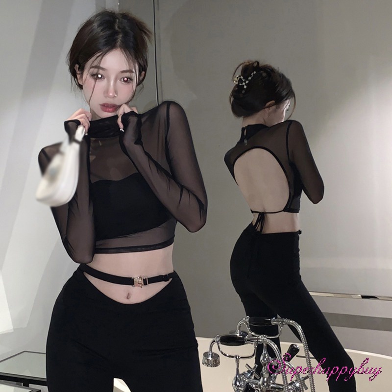 Áo Thun Dài Tay Cổ Lọ Xinh Xắn Dành Cho Nữ