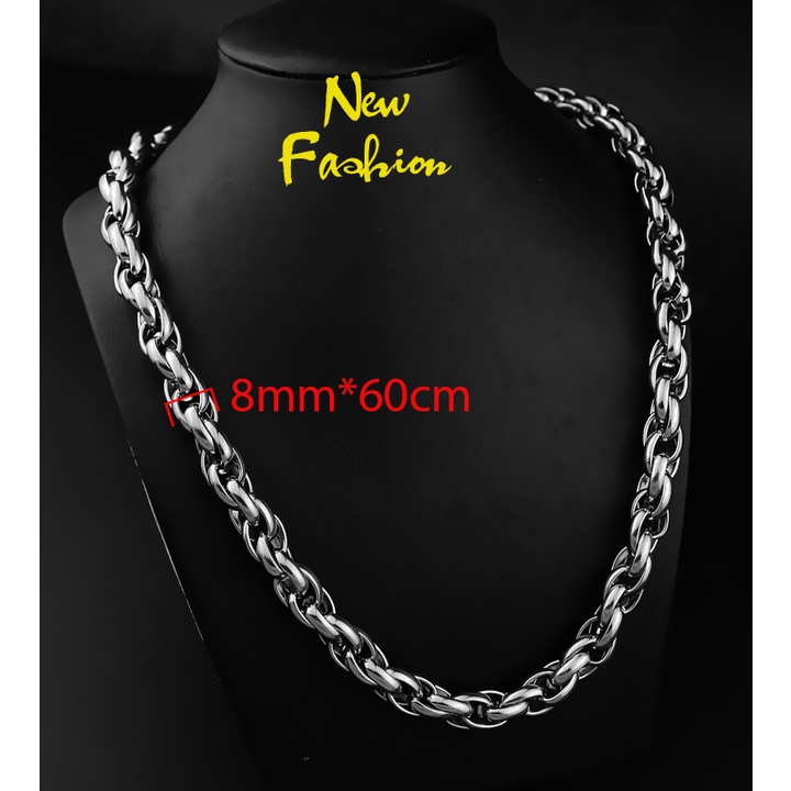 Dây chuyền nam kiểu 3 khoen to 8mm lồng nhau bằng inox không đen, không gỉ - Thể hiện đẳng cấp phái mạnh