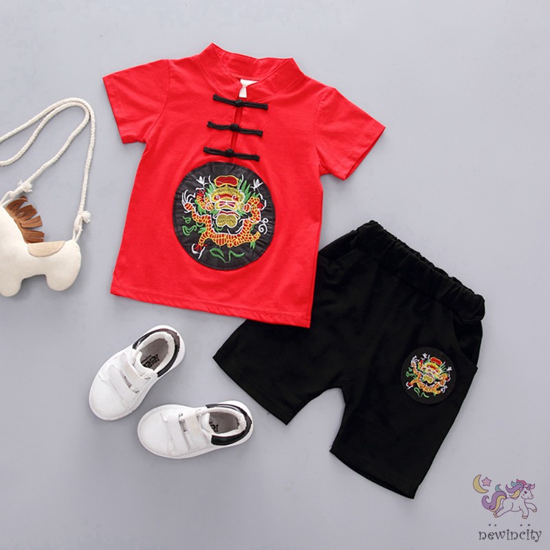 Set Áo Thun Tay Ngắn &amp; Quần Short Cho Bé Trai